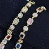 Hip Hop Necklace Vintage Color Zircon Geometric Sugar Cube Bracelet Temperament