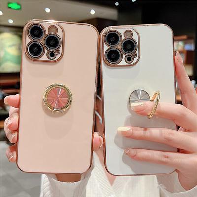Soft Plating Ring Holder Phone Case For Iphone 14 13 12 11 Pro Max 13pro 14 Plus 14 Shockproof Bumper Electroplated Back Cover