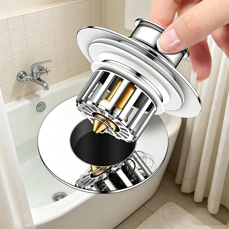 Sink Drain Plug Brass Odor-Proof Pop-Up Core Push-Down Basin Drain Modern Minimalism Universal Accessory for Bathroom