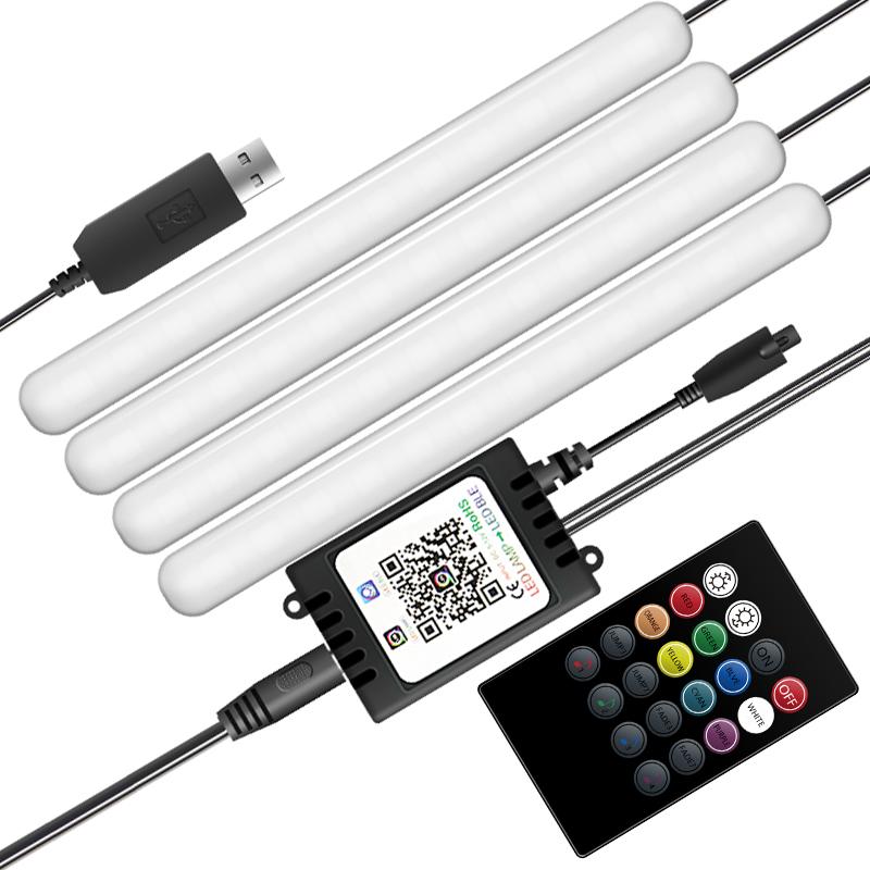 

F12U Car Interior 48 LED Light Bar Strip 4 Music Control Modes USB 5V Car Ambient Lamp with APP/Remote Control Type A