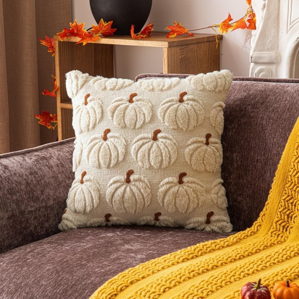 Pumpkin Tufted Cushion Cover 45x45cm Plush Pillow Covers New Throw Pillow Cover Fall Decor