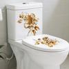 2 Beautiful Golden Flower Toilet Stickers Bathroom Toilet Lid Decorative Stickers Waterproof Self-adhesive