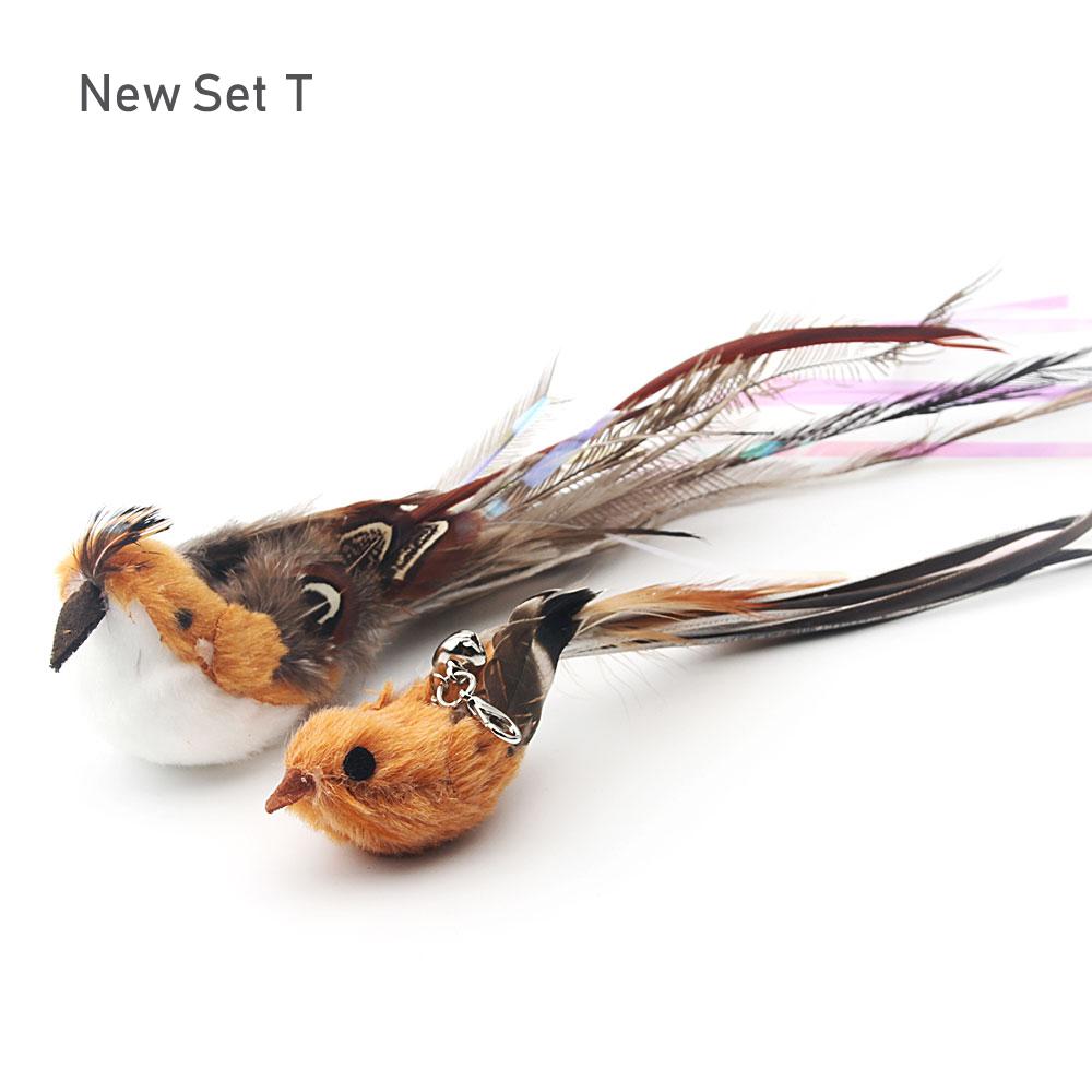 

2PCS Fake Bird Accessories oF Funny Cat Stick Feather Cat Toy Cat Teaser Stick DIY Pet Toy