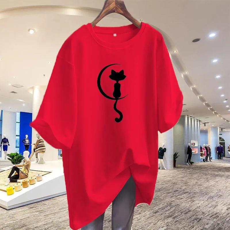 Women's T-shirt with  Moon Print Casual Loose Fit Short Sleeve Tee