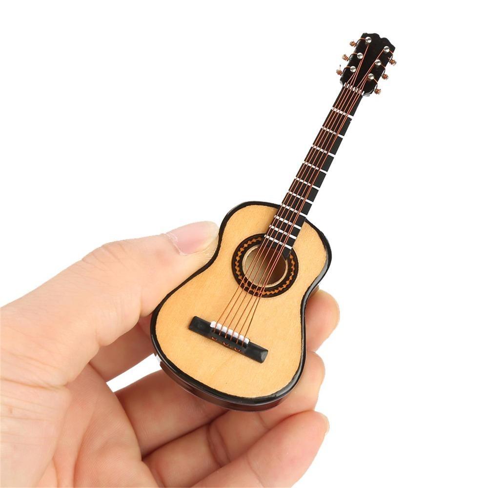 3pcs Black Leather Case Miniature Guitar Model Mini Guitar Model Dollhouse Accessories