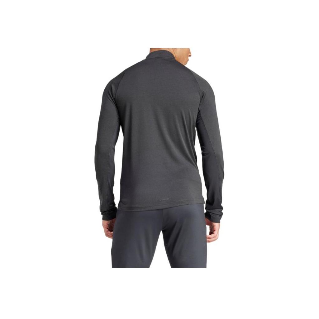 adidas Camiseta Deportiva AEROREADY Brandlove de Media Cremallera Color Sólido Casual Moda Deportiva Manga Larga Camisetas para Hombre Negro IN5577