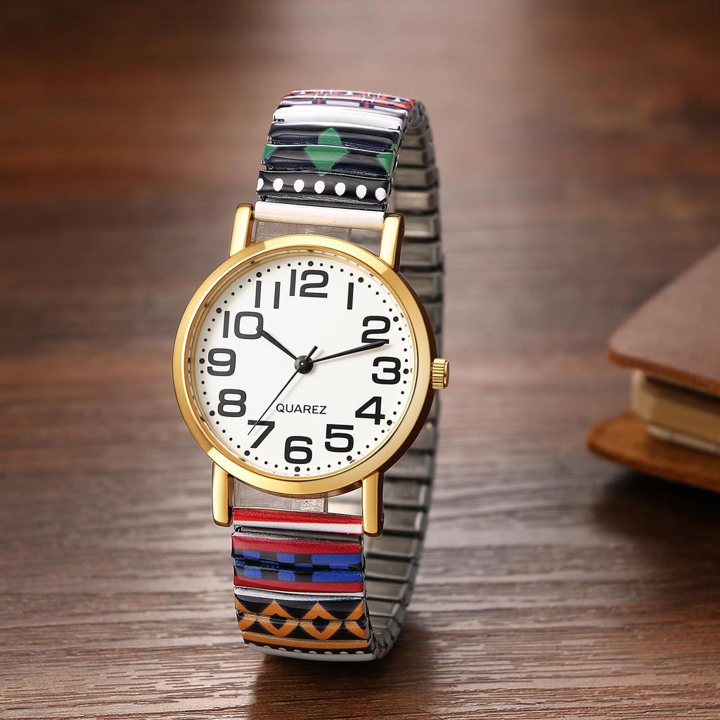 Women's Watch Cute Bohemian Style Stretch Band Fashionable Analog Display Free Size Stainless Steel Band Waterproof Quartz Watch Fashion Accessory -