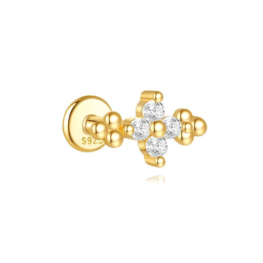 925 Silver Full Ear Dainty Piercing Ear Lobe Stud Earring for Women Helix Flat Earring Ear Bone Studs Fine Jewelry