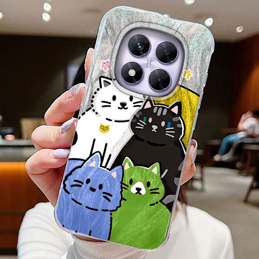 

Красочные градиентные милые котики прозрачные чехлы для телефонов для Xiaomi Redmi Note 13 14 Pro A5 A4 A3 Pro 14C 13C Poco c75 силиконовый парный чехол Xiaomi 14T Pro белый