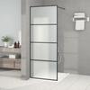 VidaXL Shower Wall Screen Partition Shower Cabin Bathroom Interior Splash Resistance Black 80x195 Cm 152130