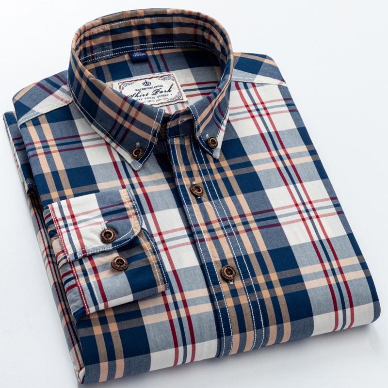 

CHEST S-4XL Хлопковая мужская новая клетчатая рубашка с длинным рукавом Весенняя хлопковая повседневная рубашка Slim Fit дюймовая рубашка S розовый