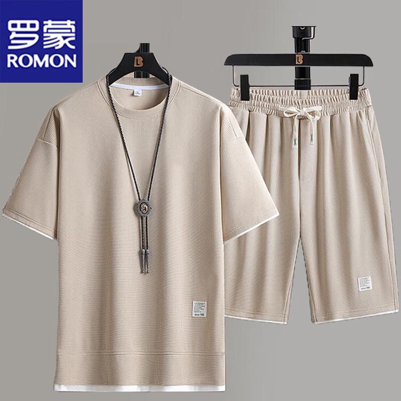 

ROMON Men s Summer T-Shirt & Shorts Set 2XL