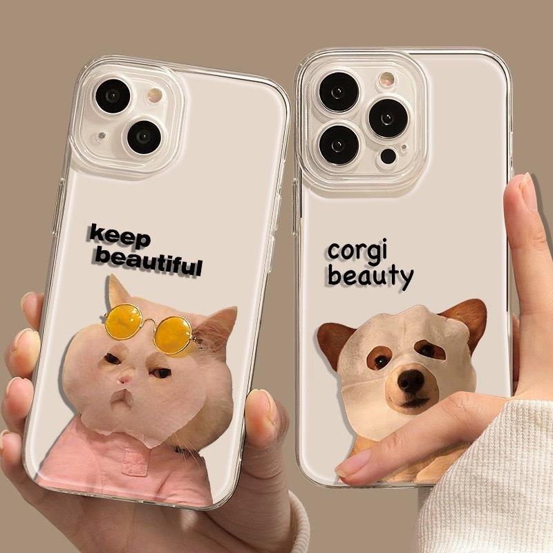 Funny Facial Mask for Cats and Dogs. Apple 13 Mobile Phone Case Soft Iphone12 Couple 14 Promax Protection Case