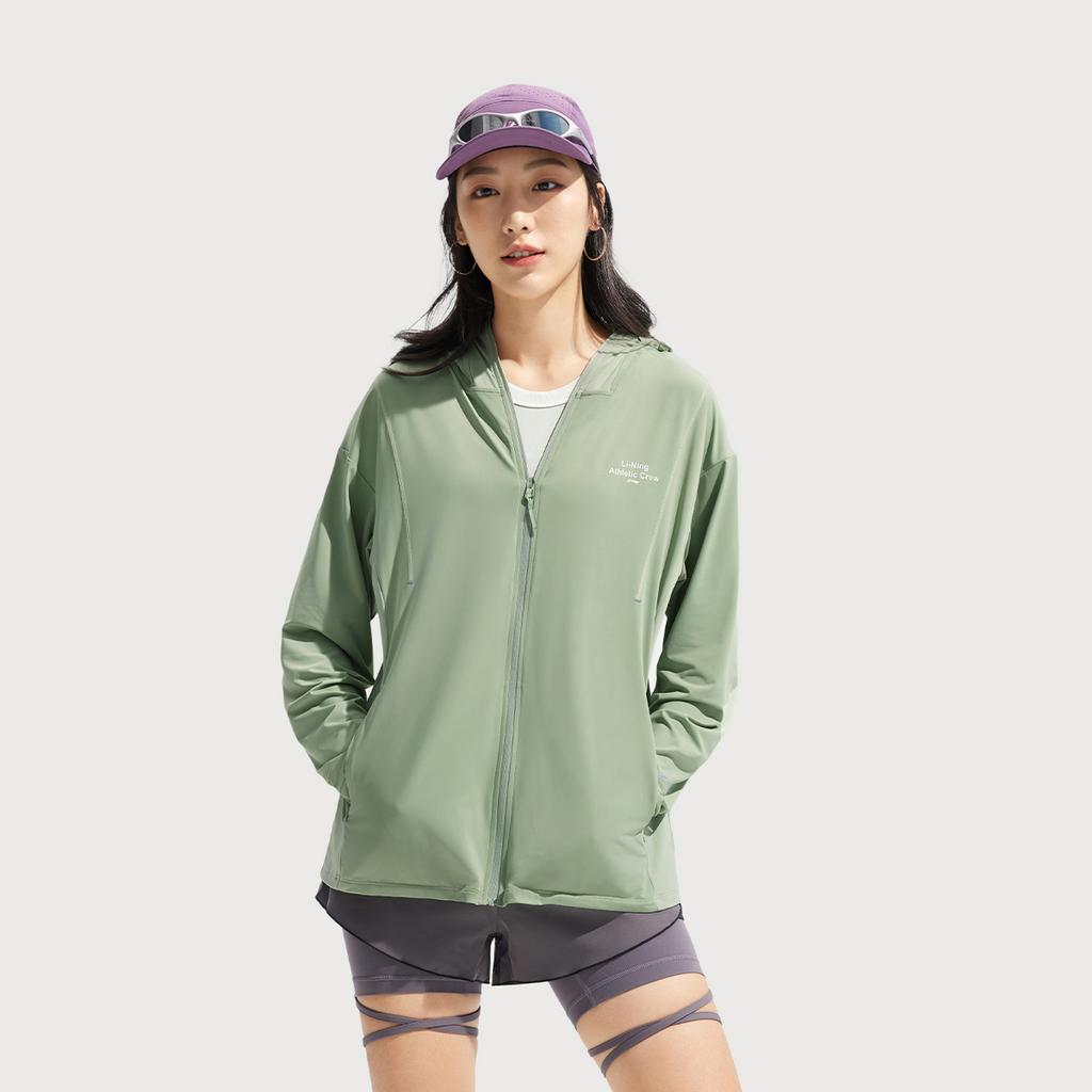 Li Ning Ice Silk Comfortable Breathable Loose Jacket Women Jackets Light-Green AFDVE46-3
