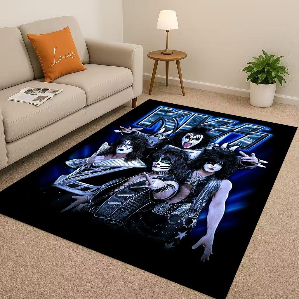 HD Kiss Rock Heavy Metal Band Gene Simmons Wohnzimmer Rutschfester Teppich für Schlafzimmer Spielzimmer Sofa, Heimdekoration Fußmatte