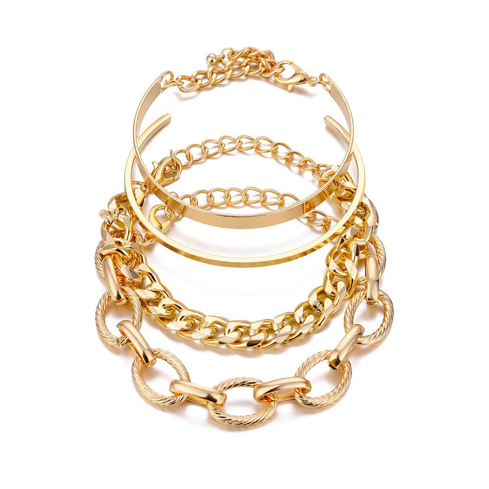 Retro Thick Chain Bracelet Set - Retro Bracelets - Women's Hand Chain Set
