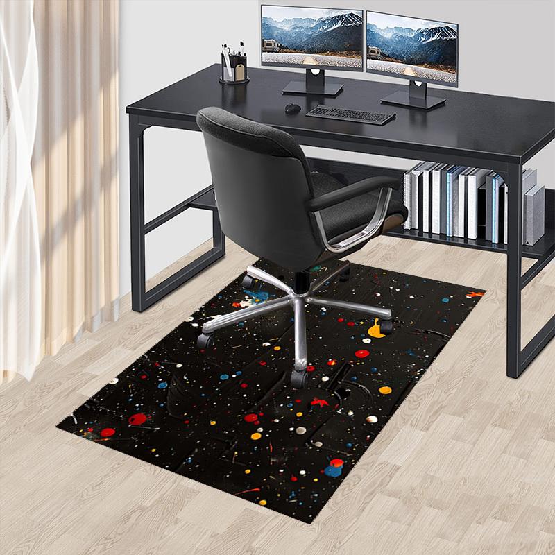 

1pc Abstract Art Office Chair Mat - Colorful Dots and Splatters - Festive Gift for Home or Workplace - Universal Fit for Desk, Gaming Room, Living Are 60cm by 90cm