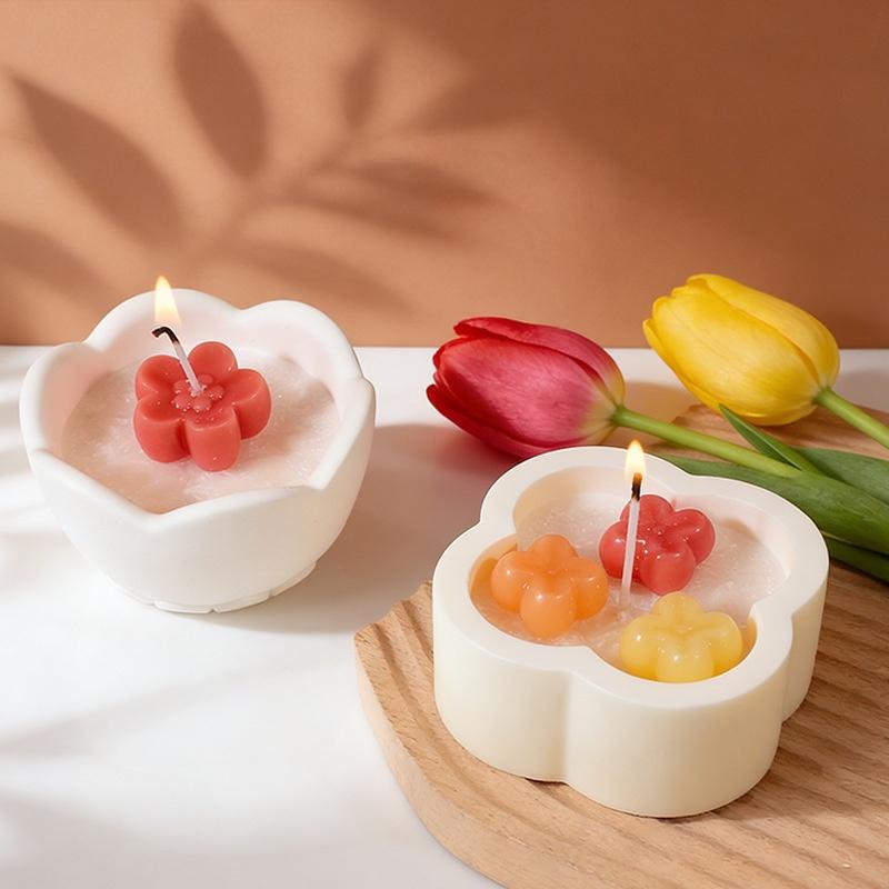 Flower Silicone Mold Set For Candle Making Flower Pot Resin Casting Molds For Diy Crafts