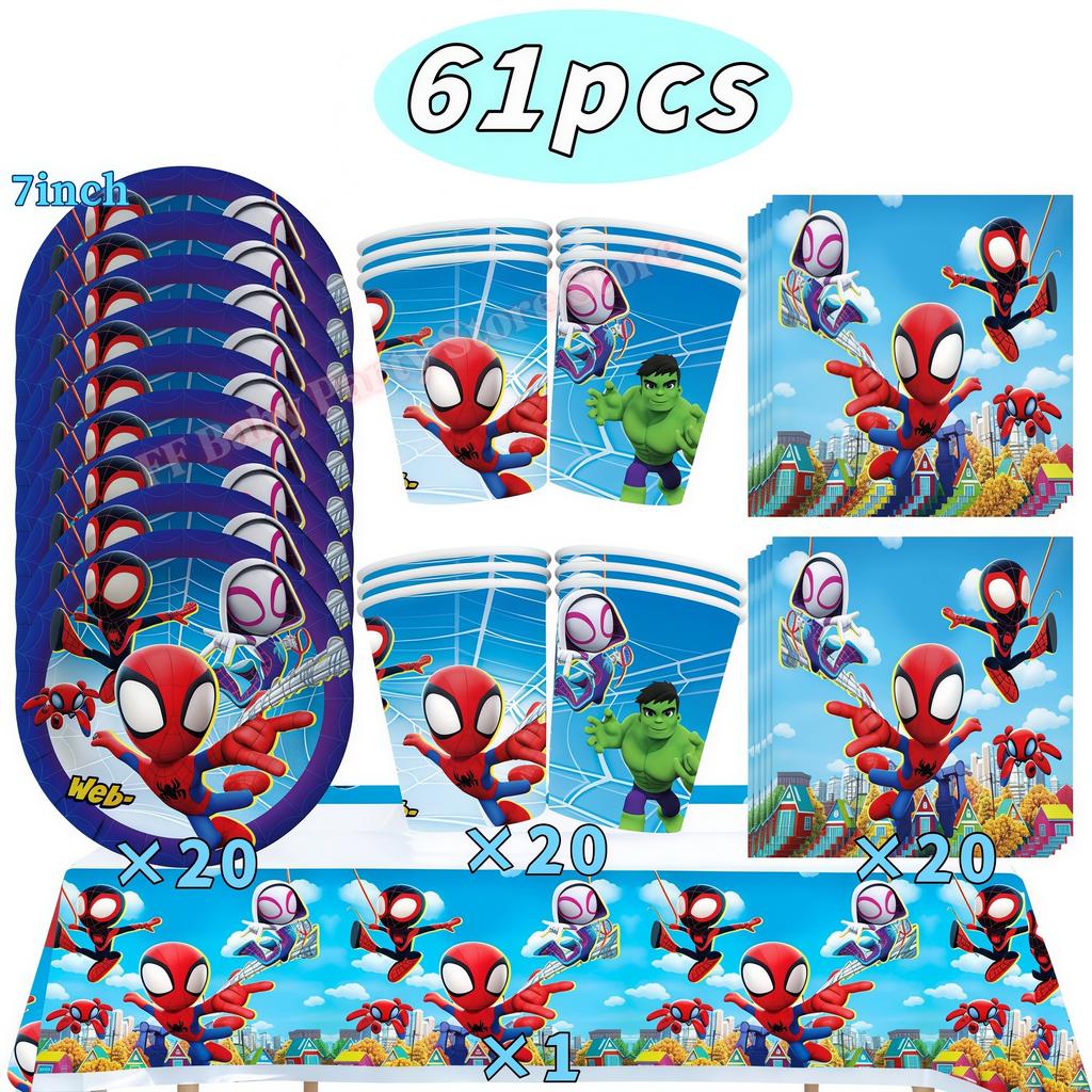 Spider Hero Birthday Party Decoration Plate Cup Banner Balloon Superhero Party Favors Baby Shower Decor Birthday Supplies Gift