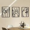 3 Pcs Modern Black Metal Wall Sculpture - Minimalist Home Decor. Abstract Single Line Design for Living Room or Bedroom.