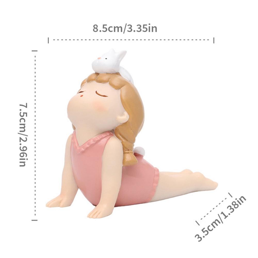 Multicolor Resin Sculpture Little Yoga Girl Home Decorative Ornaments Figurines Miniature Crafts Gifts Car Console Decoration