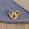 French Court Medieval Light Luxury Colored Treasure Red Zir*****Pen Ring Fashion Niche Light Luxury High-End Ring Woman