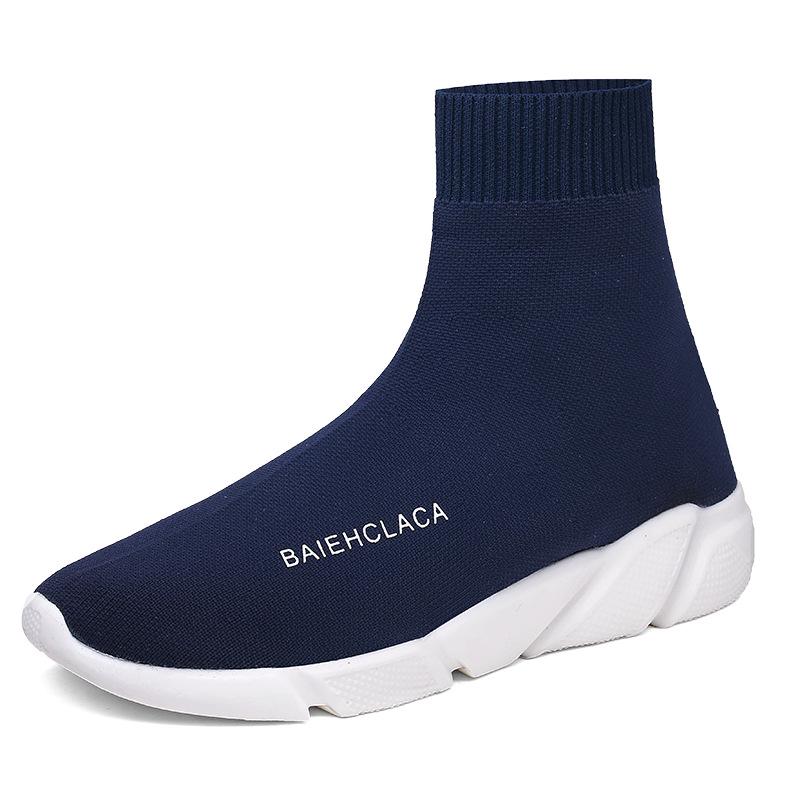 Brand Unisex Socks Shoes Breathable High-top Running Shoes Men's Casual Sneakers Mesh Stretch Fabric Slip-On Ladies Sports Shoes