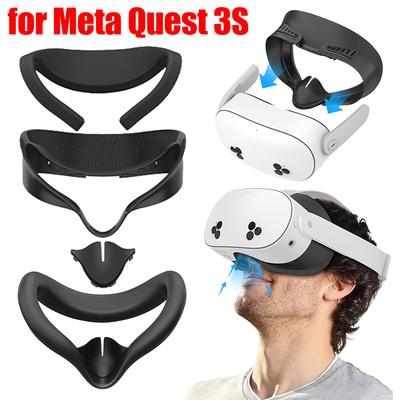 Almohadilla Cubre Rostro Interfaz Facial Comodidad Suave PU Almohadilla Cojín Facial de Repuesto Removible Almohadilla para la Nariz Antifugas para Meta Quest 3S