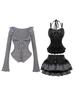 Jundakara Dress Long and Mini Skirt with Tiered This Lace and Ruffle Dress is a Sickly and Sexy Korean Fashion Perfect for and Size Women's 4-Piece