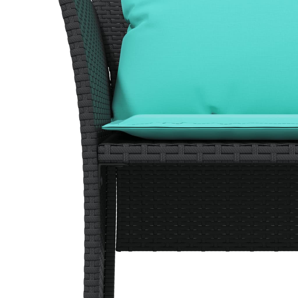 Garden Chair with Footstool Black Poly Rattan