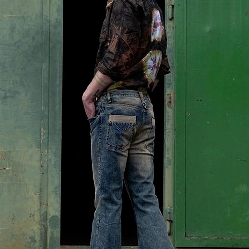 Erkek Moda Kot Çizme Kesim Bacak Hafif Alevlendi Slim Fit Kot Tasarımcı Klasik Yıkanmış Denim Çan Alt Pantolon Artı Boyutu