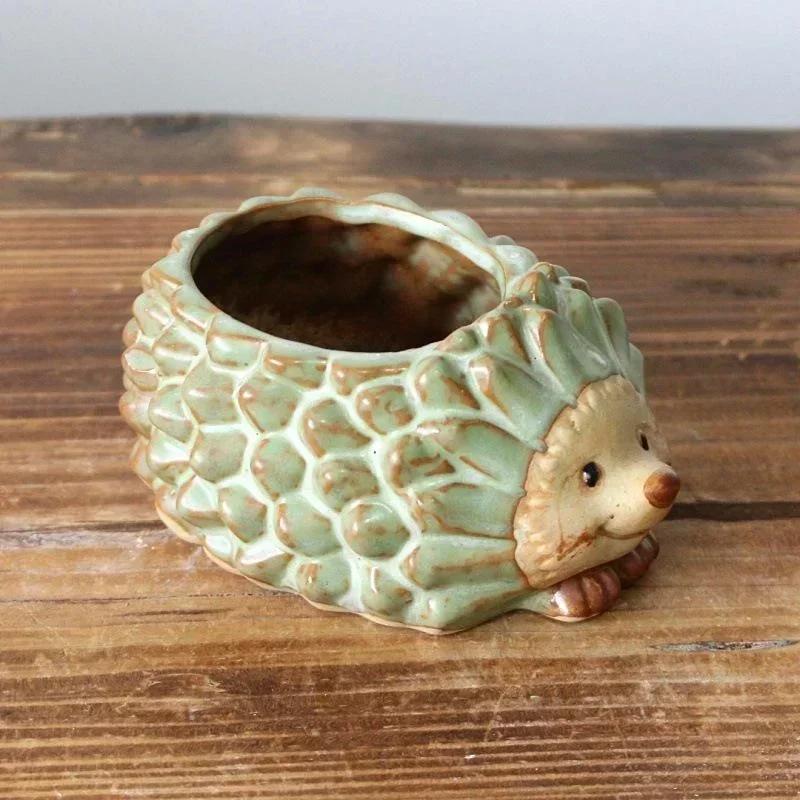 Garden Decoration Cartoon Hedgehog Shaped Mini Flower Pot for Succulents Fleshy Plants Flowerpot Ceramic Home Decor Accessories
