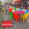 Stackable Outdoor Plastic Armchair with Backrest & Thickened Stool for Dining or Leisure