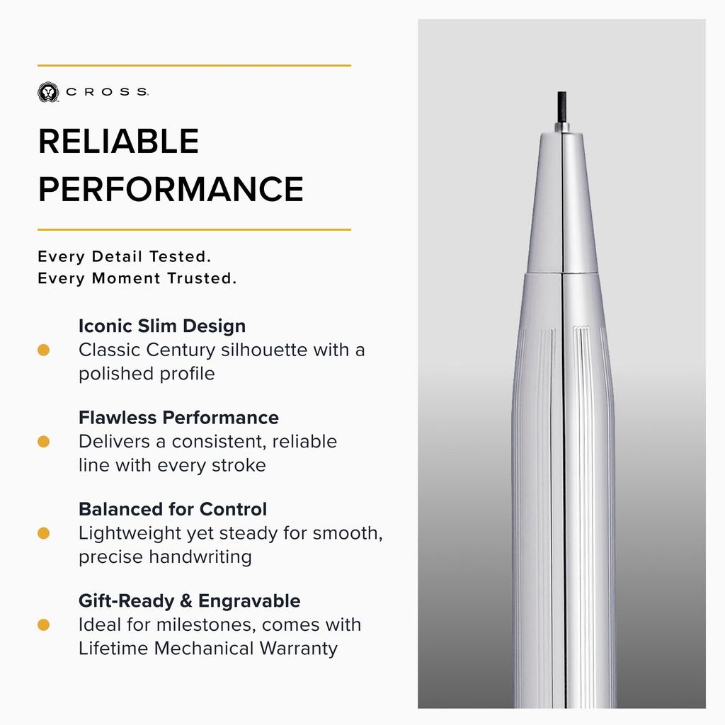 CROSS Classic Century Polished Chrome Mechanical Pencil Mm Gift Box 0.7