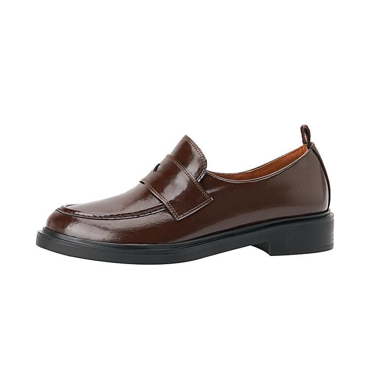 Fashion Retro Women's Shoes Spring 2025 Genuine Leather Woman Shoes Oxfords Loafers Round Toe Bullock Platform Shoes Zapatos De Mujer