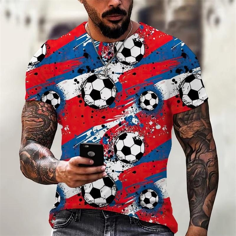 Men's Football Printed Short-sleeved Fashion Versatile Top Casual T-shirt Loose Comfortable T-Shirts Men’s