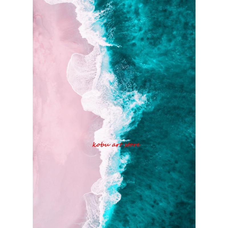 

Розовый пляж Океанский пейзаж Холст Живопись Постеры Принты Серфинг Кокосовая пальма Скандинавское настенное искусство Картина для гостиной Домашний декор 21cm×30cm NoFrame