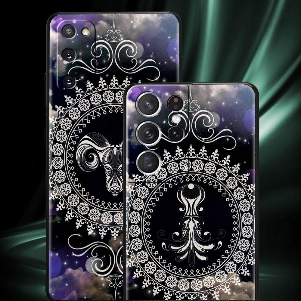 Case For Samsung Galaxy S20 FE S22 Ultra S21 Plus Luxury Soft Phone Case S10 S9 S8 S10e S7 Funda Mandala 12 Constellations Shell