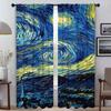 Halloween Decoration Van Gogh Home Interior Curtains for Camera Partition Blackout Curtains 2 Pieces Living Room Curtain Shades