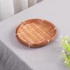 Small Creative Household Mini Round Dustpan Bamboo Woven Dim Sum Tray Candy Snack Tray