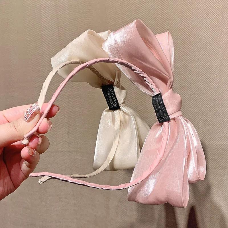 Spring/ Girl Bow Bezel Headband Solid Hair Band Diademas Para El Pelo Mujer Headbands for Women