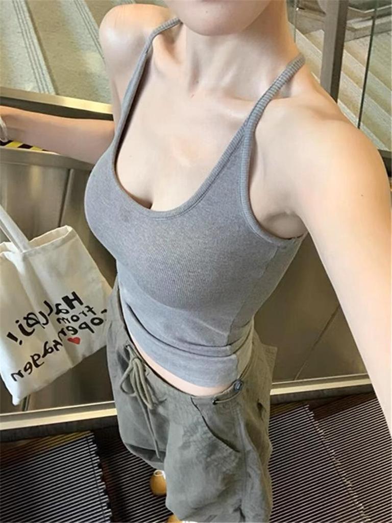 Süßes & Scharfes Rückenfreies Taillenbetonendes Camisole - Slim Fit mit Brustpolstern, Perfekt für Yoga & Fitness