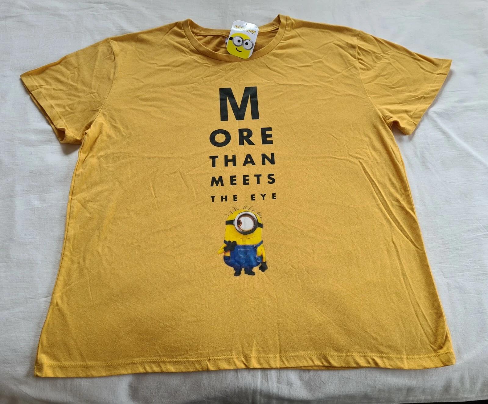 Minions Ladies More Than Meets The Eye Yellow Printed T Shirt Size XXL New L