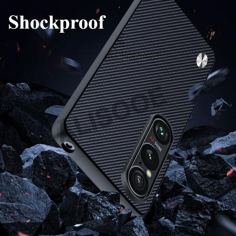 Für Sony Xperia 1 VII Hülle Luxus Fasertextur PU-Leder Schutz Kunststoff Hartschale für Sony Xperia1 VII Capa Fundas