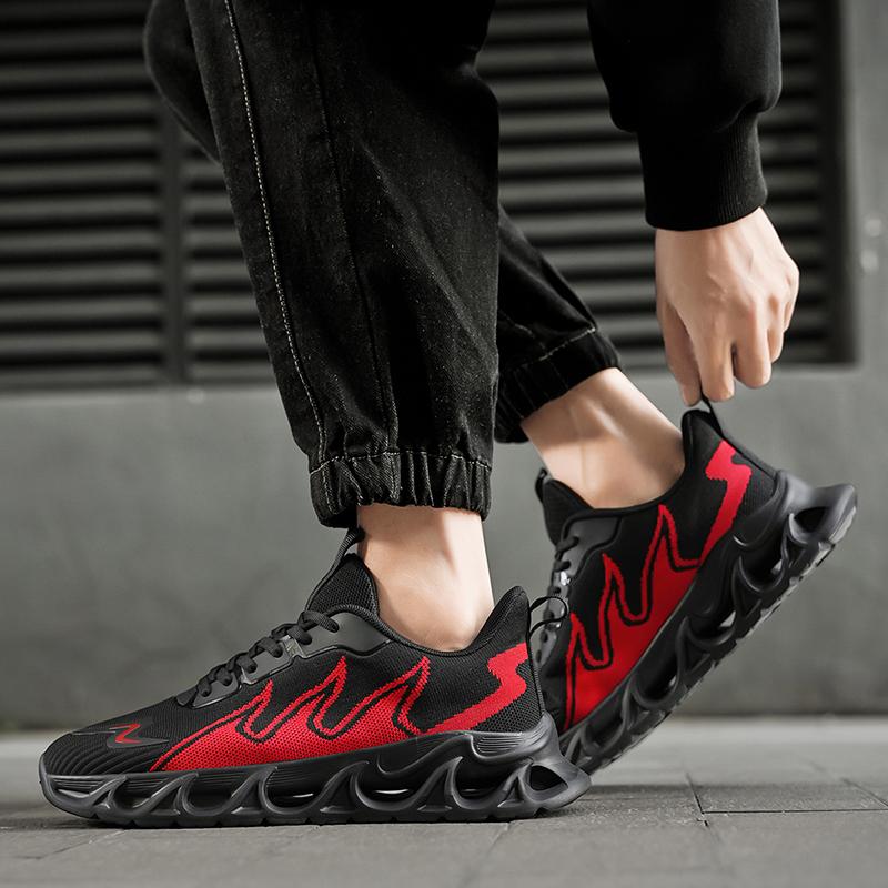 Fashion Running Shoes For Men 2025 Summer Lightweight Mens Sports Shoes Cushioning Jogging Breathable Sneakers Black Red Size 46