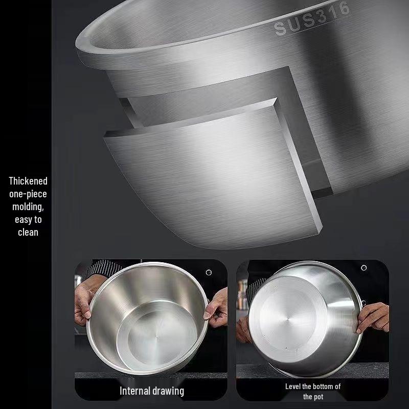 German Stainless Steel Bowl Set for Vegetable Washing, Egg Beating, Dough Kneading, and Cooking - Free Shipping