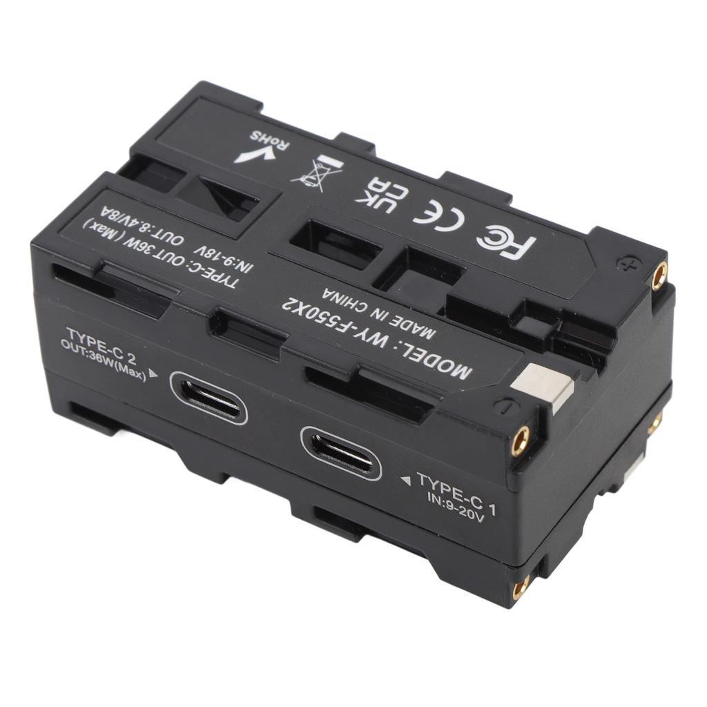 Dual Sided for NP F Dummy Battery Adapter with Digital Display Type C Port for Image Transmission