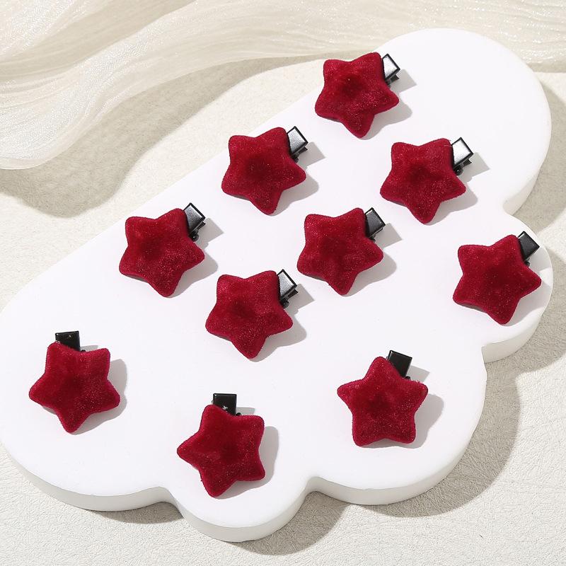 10Pcs Sweet Versatile Small Red Heart Star Hair Clips For Women Girls Elegant Hair Clip Exquisite Hair Accessories Gifts