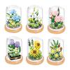 Flower Micro Building Blocks Lily Rose Tulips Bouquet Immortal Daisy Sunflower Mini Brick Figure Toy For Home Decor With Display