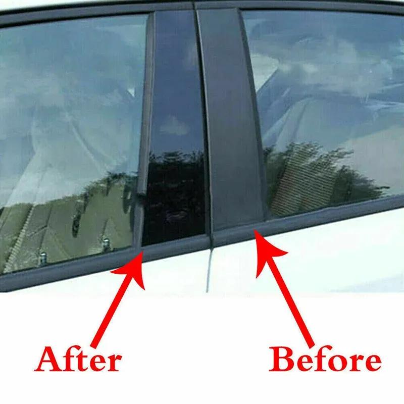 6PCS Glossy Black Pillar Posts Door Window Trim Decoration Stickers Fit For Toyota Fortuner / SW4 2016-    2024